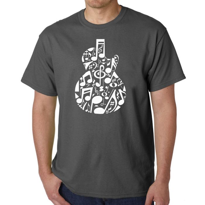 Music Notes Guitar - Mens Word Art T-Shirt