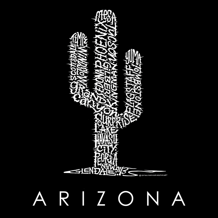 Mens Word Art T-shirt - Arizona Cities