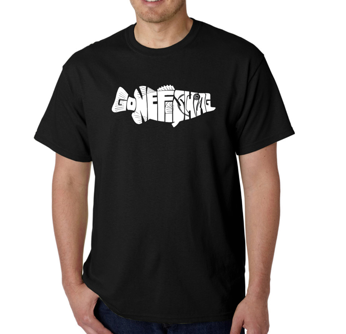 Mens Word Art T-shirt - Bass - Gone Fishing