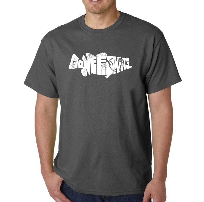 Mens Word Art T-shirt - Bass - Gone Fishing