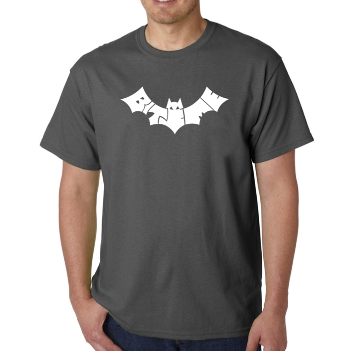 Mens Word Art T-shirt - BAT - BITE ME