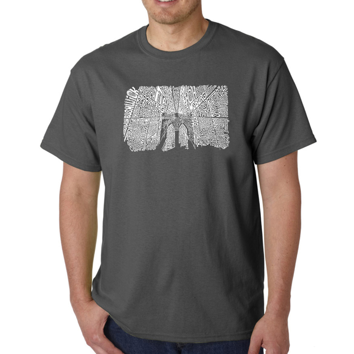 Mens Word Art T-shirt - Brooklyn Bridge