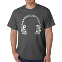 Gray XXL Mens Word Art T-shirt - Music Note Headphones