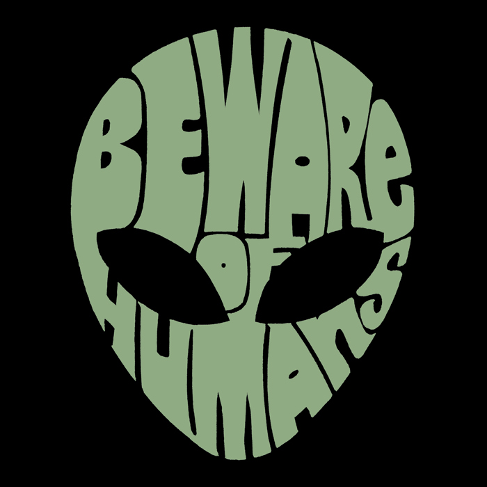 Mens Word Art T-shirt - Beware of Humans