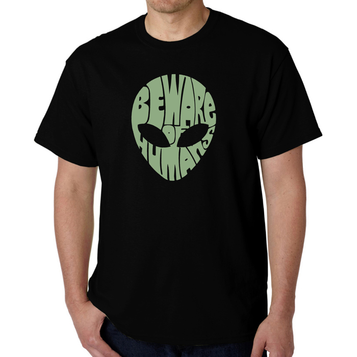 Mens Word Art T-shirt - Beware of Humans