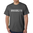 Gray Small Mens Word Art T-shirt - BROOKLYN NEIGHBORHOODS
