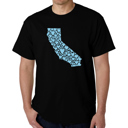  Mens Word Art T-shirt - California Hearts