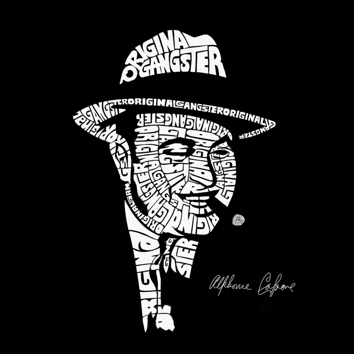 Mens Word Art T-shirt - AL CAPONE-ORIGINAL GANGSTER