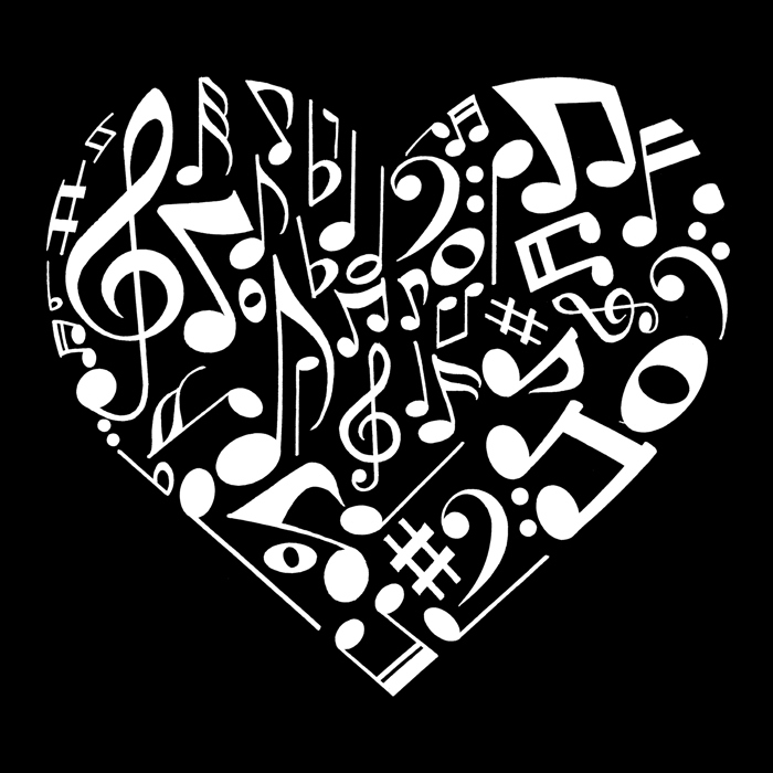 Mens Word Art T-shirt - Heart Notes