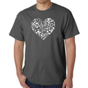 Gray Large Mens Word Art T-shirt - Heart Notes