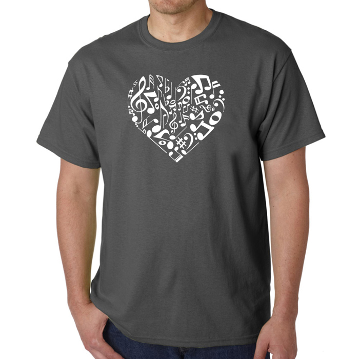 Mens Word Art T-shirt - Heart Notes