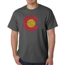 Gray Large Mens Word Art T-shirt - Colorado