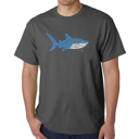 Gray Large Mens Word Art T-shirt - Daddy Shark
