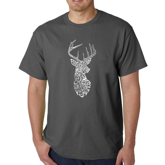 Mens Word Art T-shirt - Types of Deer