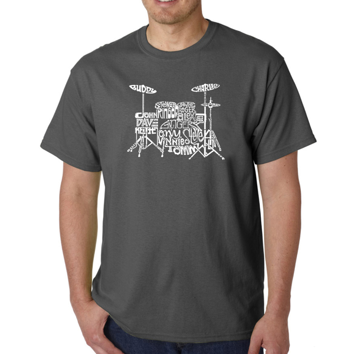 Mens Word Art T-shirt - Drums