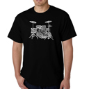 Black XXL Mens Word Art T-shirt - Drums