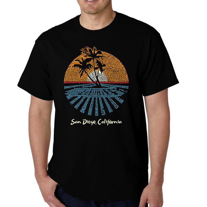 Mens Word Art T-shirt - Cities In San Diego