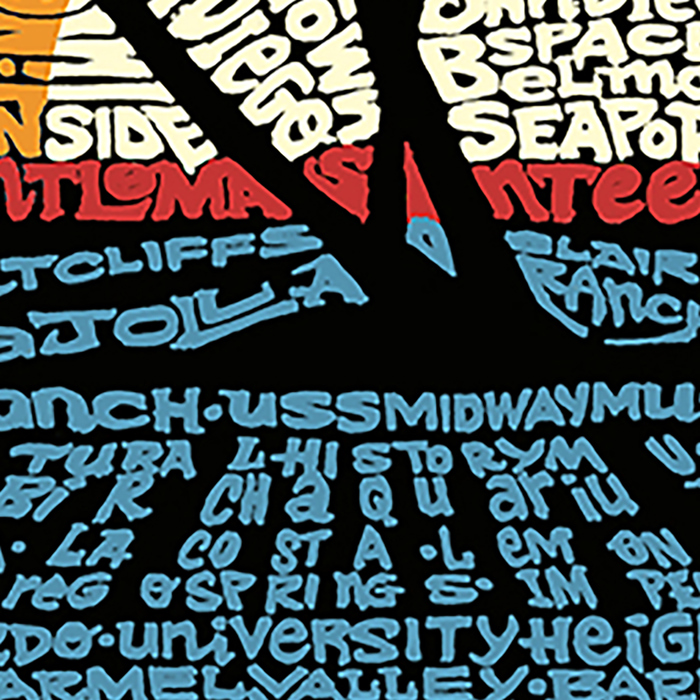 Mens Word Art T-shirt - Cities In San Diego
