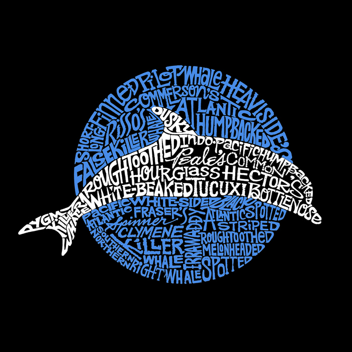 Mens Word Art T-shirt - Species of Dolphin
