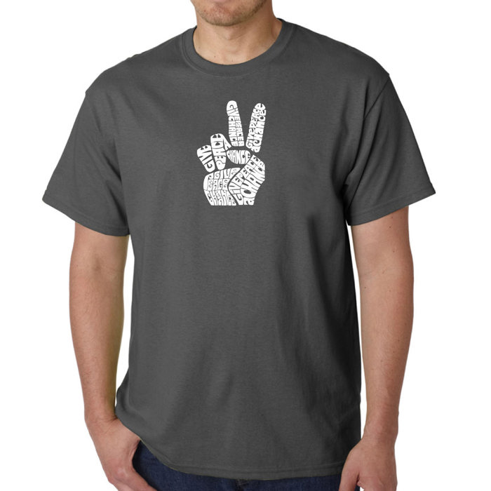 Mens Word Art T-shirt - PEACE FINGERS