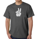 Gray XXL Mens Word Art T-shirt - PEACE FINGERS