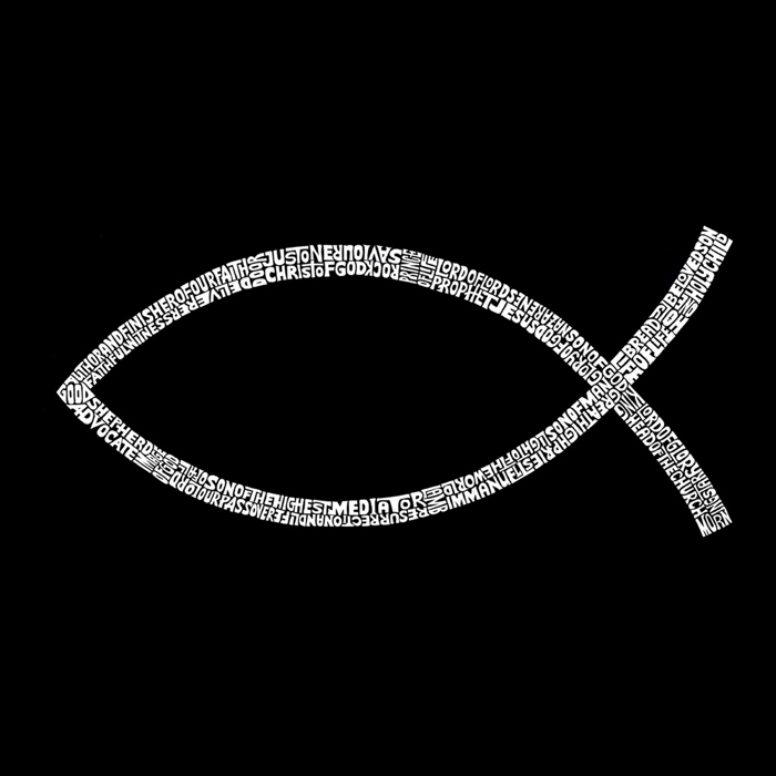 Mens Word Art T-shirt - JESUS FISH