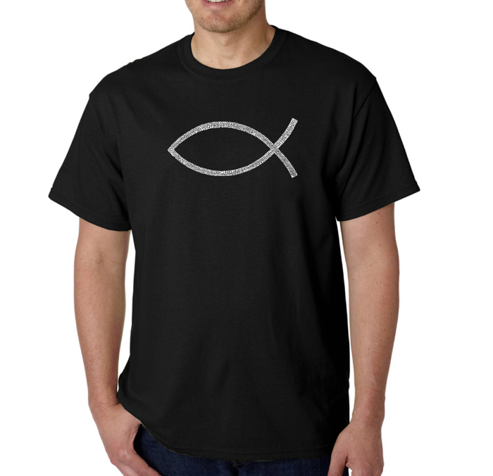 Mens Word Art T-shirt - JESUS FISH
