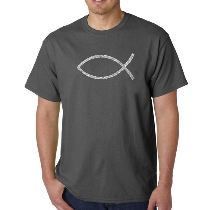 Mens Word Art T-shirt - JESUS FISH