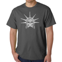 Gray Small Mens Word Art T-shirt - Freedom Skull