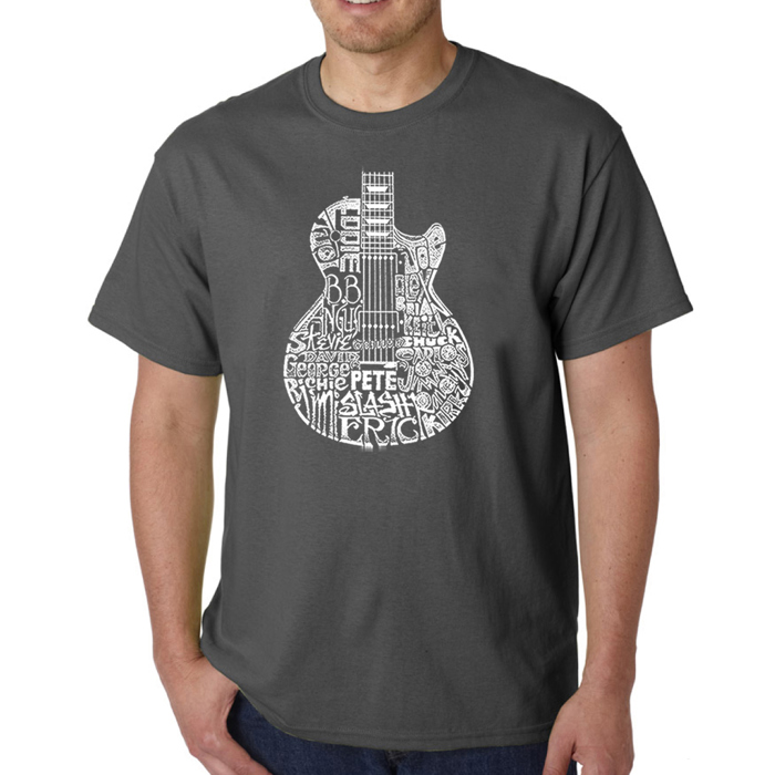 Mens Word Art T-shirt - Rock Guitar Head