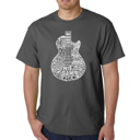 Gray Large Mens Word Art T-shirt - Rock Guitar Head