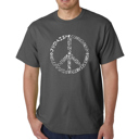 Gray Small Mens Word Art T-shirt - Different Faiths peace sign