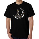 Black Small Cat Sitting On Moon - Mens Word Art T-Shirt