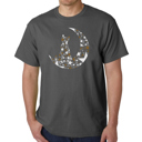 Gray XXXL Cat Sitting On Moon - Mens Word Art T-Shirt