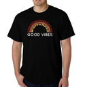Black XL Mens Word Art T-shirt - Good Vibes