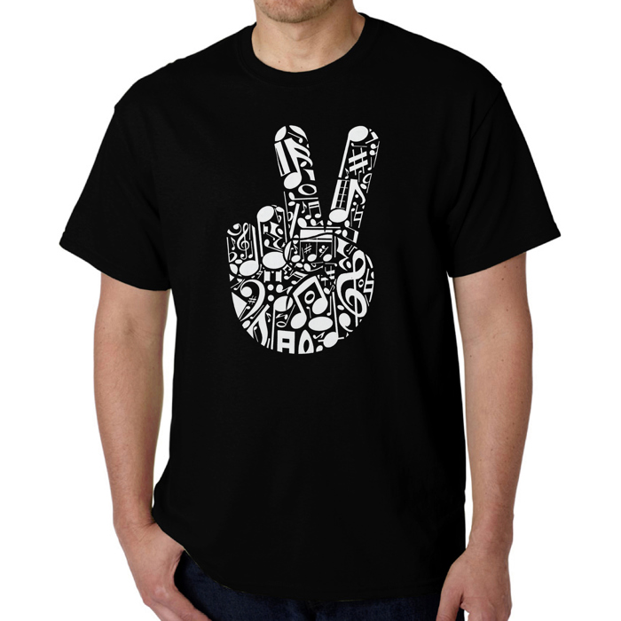 Peace Finger Notes - Mens Word Art T-Shirt