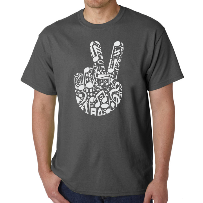 Peace Finger Notes - Mens Word Art T-Shirt