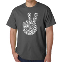 Gray Large Peace Finger Notes - Mens Word Art T-Shirt