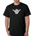 Black Large Mens Word Art T-shirt - TOP WORLDWIDE SURFING SPOTS