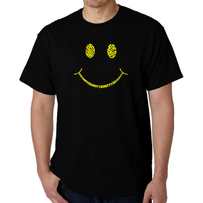 Mens Word Art T-shirt - Be Happy Smiley Face