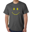 Gray XL Mens Word Art T-shirt - Be Happy Smiley Face