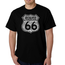 Black Small Mens Word Art T-shirt - Route 66 - Life is a Highway