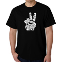 Black Large Mens Word Art T-shirt - Peace Out