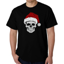 Black Large Santa Skull - Mens Word Art T-Shirt