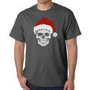 Gray Large Santa Skull - Mens Word Art T-Shirt