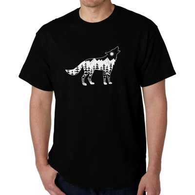 Mens Word Art T-shirt - Howling Wolf