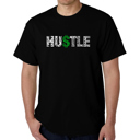 Black Large Mens Word Art T-shirt - Hustle