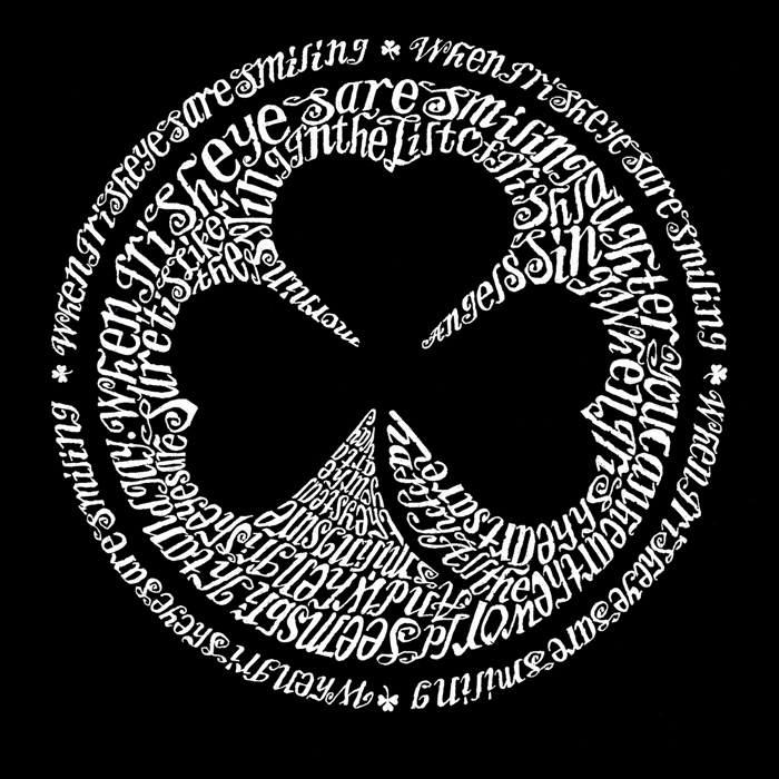 Mens Word Art T-shirt - LYRICS TO WHEN IRISH EYES ARE SMILING