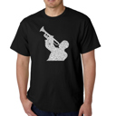 Black Small Mens Word Art T-shirt - ALL TIME JAZZ SONGS