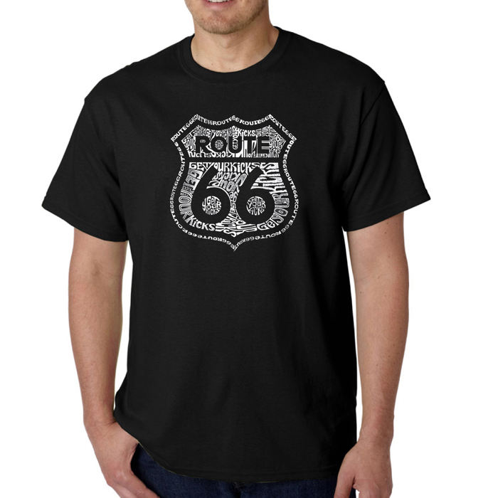 Mens Word Art T-shirt - Get Your Kicks on Route 66